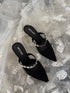 Crystal Embedded Slid On Pointy Toe Heel